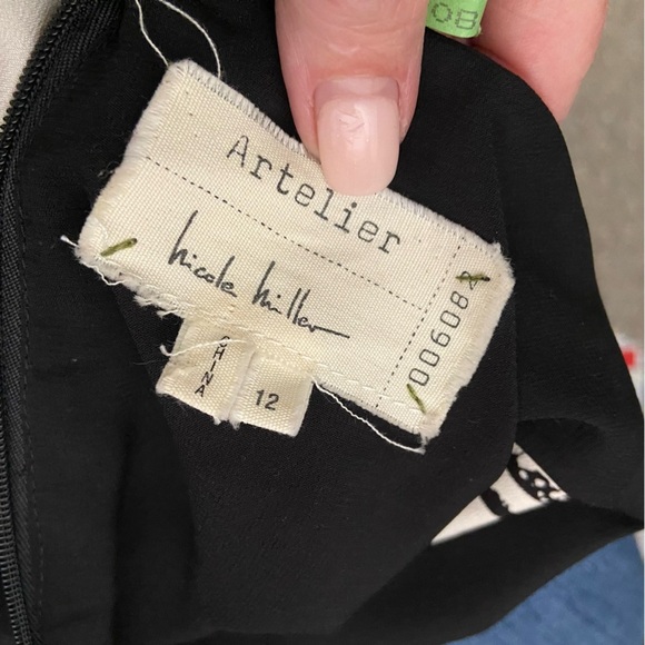 Nicole Miller Artelier Chevron Black and White Batik print Dress Size 12 Party - Picture 10 of 12